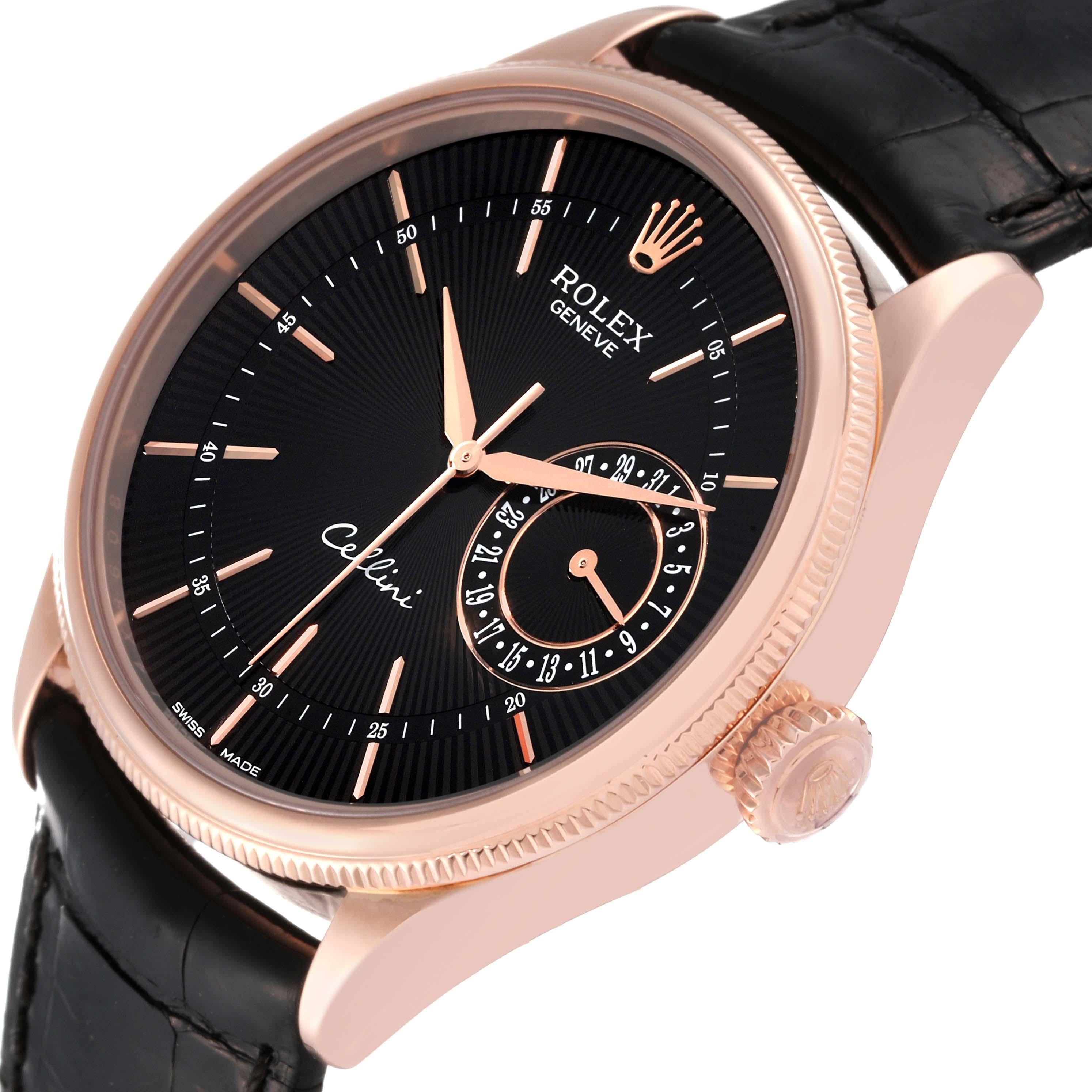 Rolex Cellini Date Everose Gold Black Dial Automatic Mens Watch 50515 Box Card 1