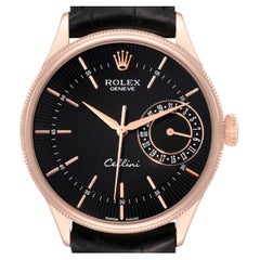 Rolex Cellini Date Everose Gold Black Dial Automatic Mens Watch 50515 Box Card