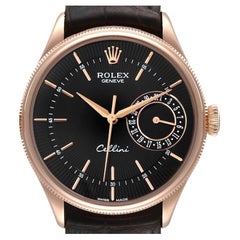 Rolex Cellini Date Everose Gold Black Dial Automatic Watch 50515 Card