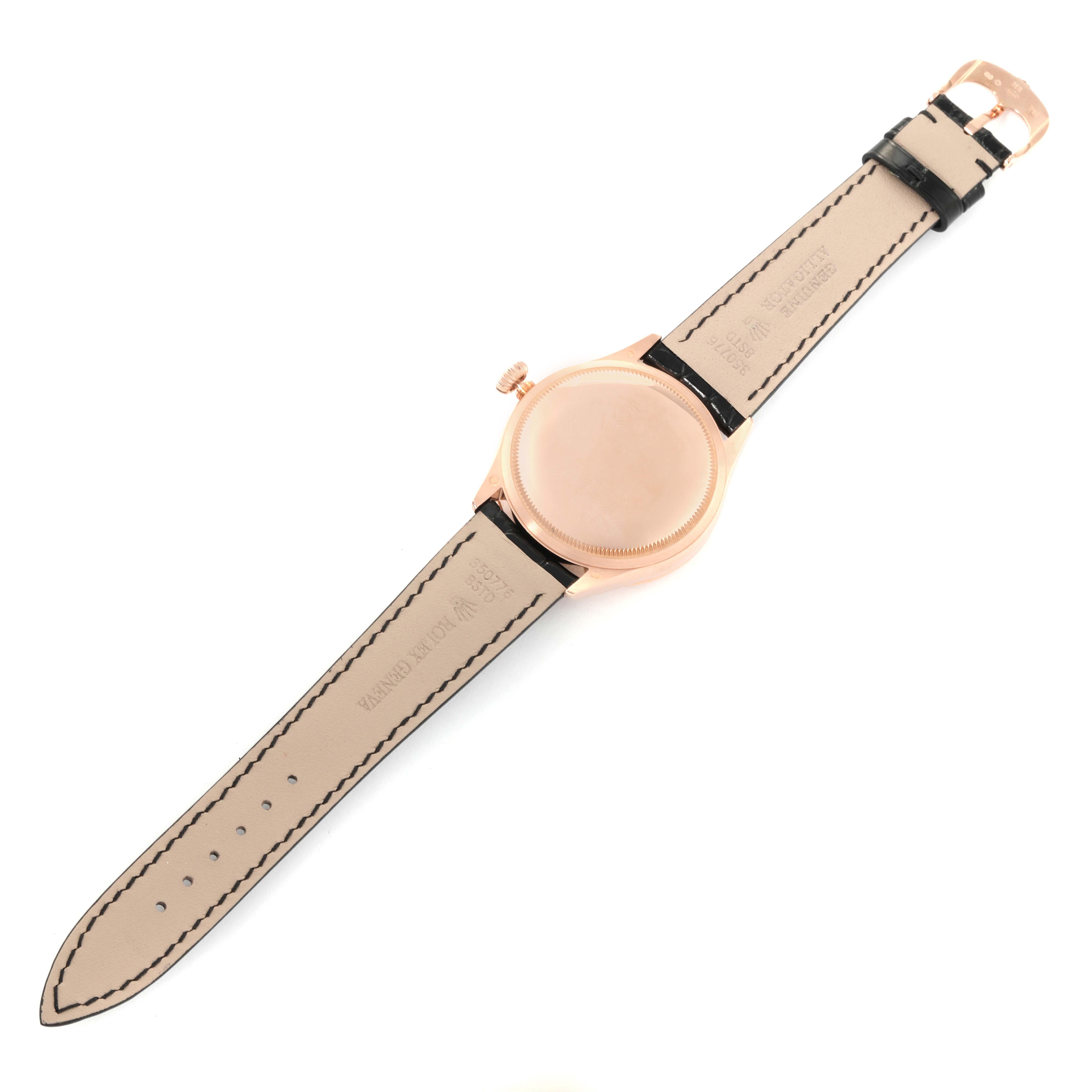 Rolex Cellini Date Oro rosa Esfera plateada Reloj caballero 50515 6