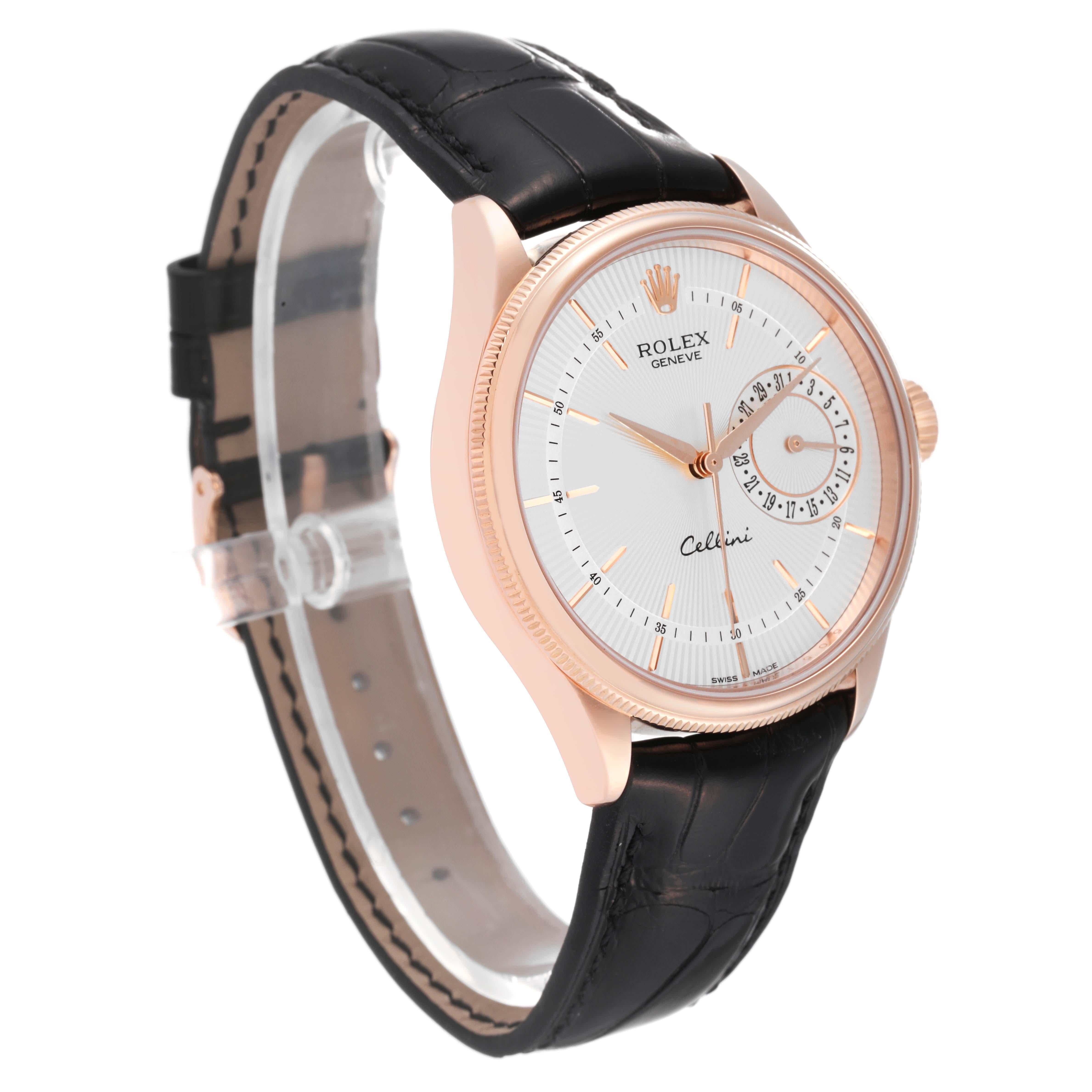 Rolex Cellini Date Oro rosa Esfera plateada Reloj caballero 50515 en Excelente Estado en Atlanta, GA