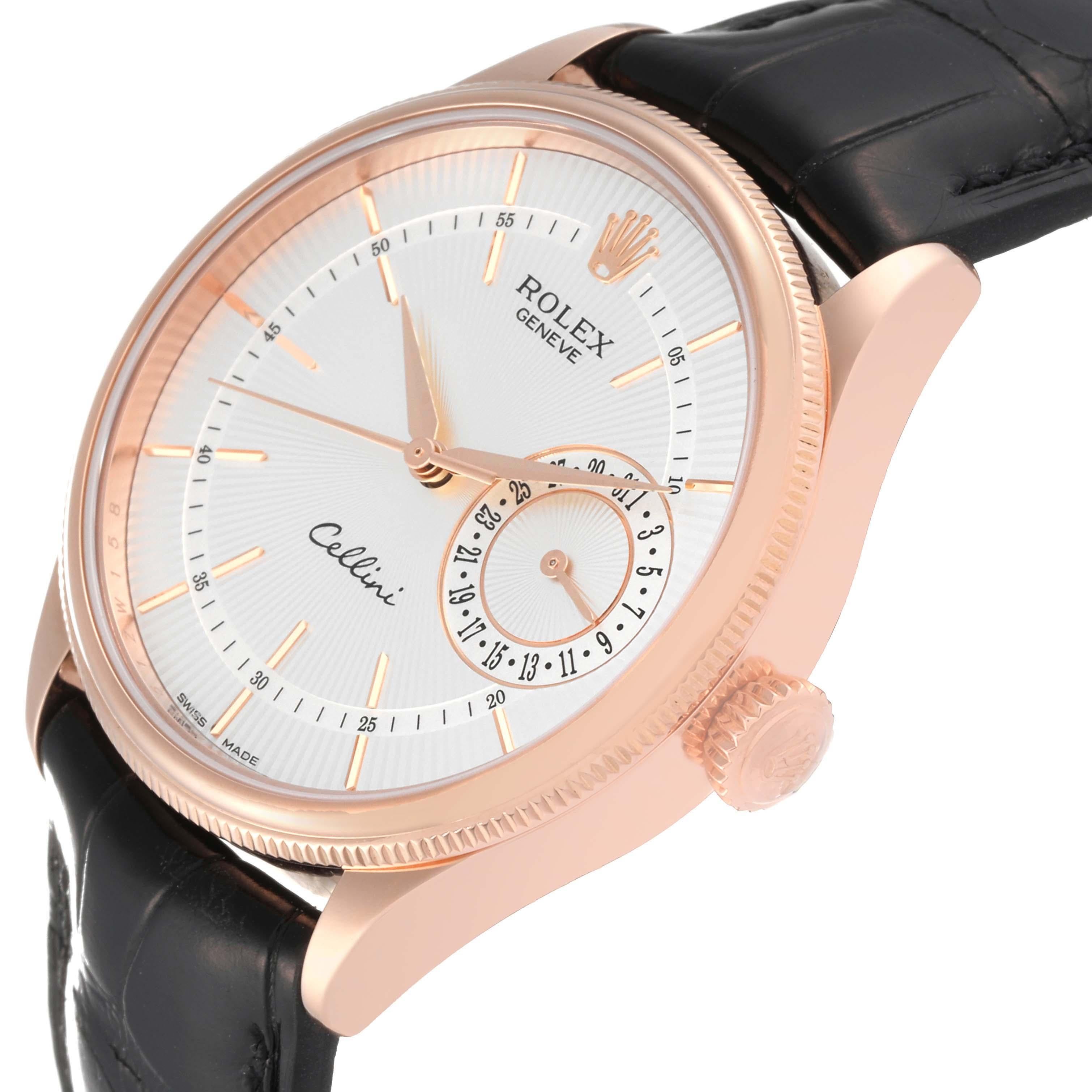 Rolex Cellini Date Oro rosa Esfera plateada Reloj caballero 50515 1