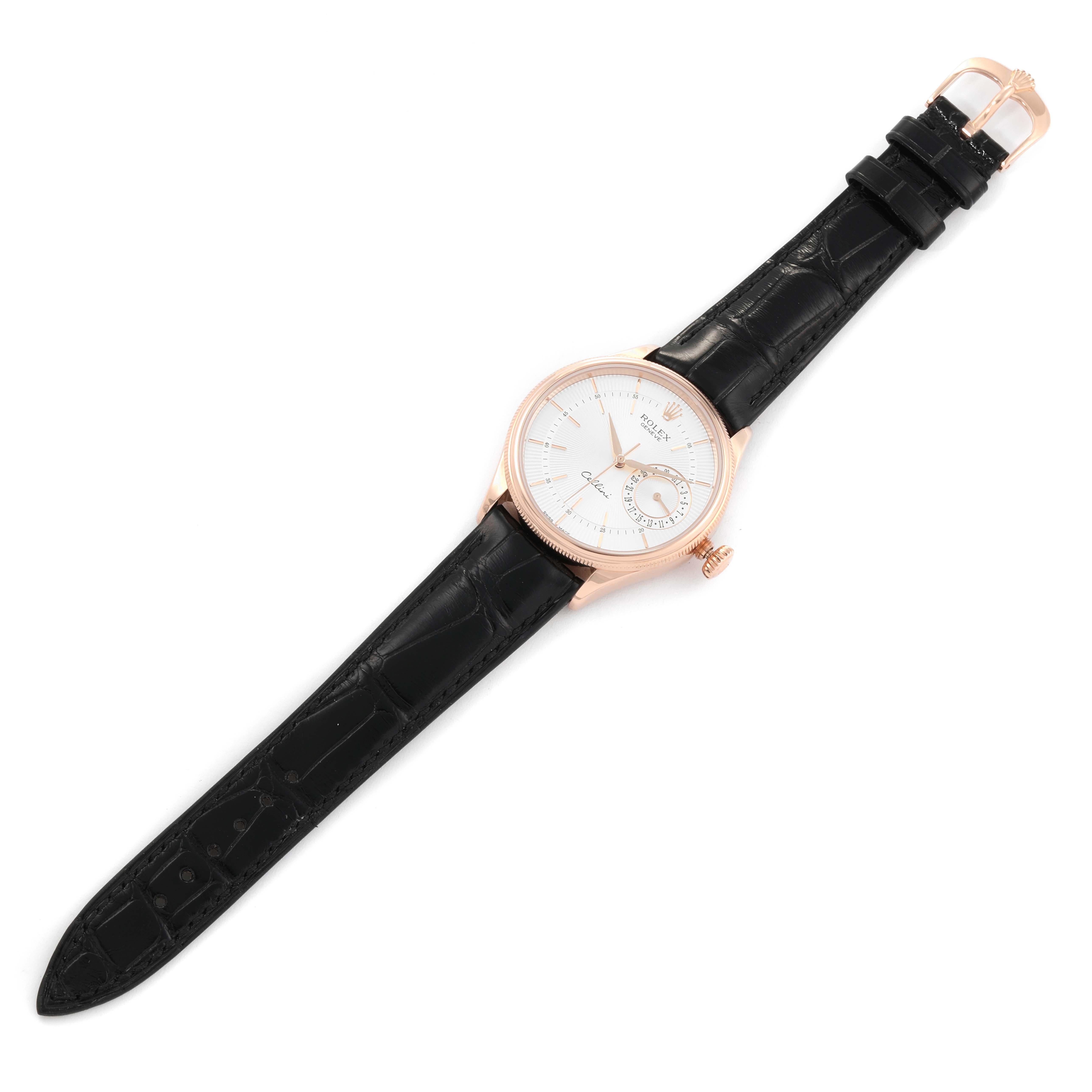 Rolex Cellini Date Oro rosa Esfera plateada Reloj caballero 50515 5