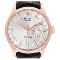 Rolex Cellini Date Rose Gold Silver Dial Mens Watch 50515