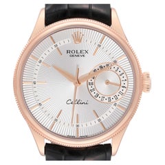 Rolex Cellini Date Quadrante Argento Oro Rosa Orologio Uomo 50515