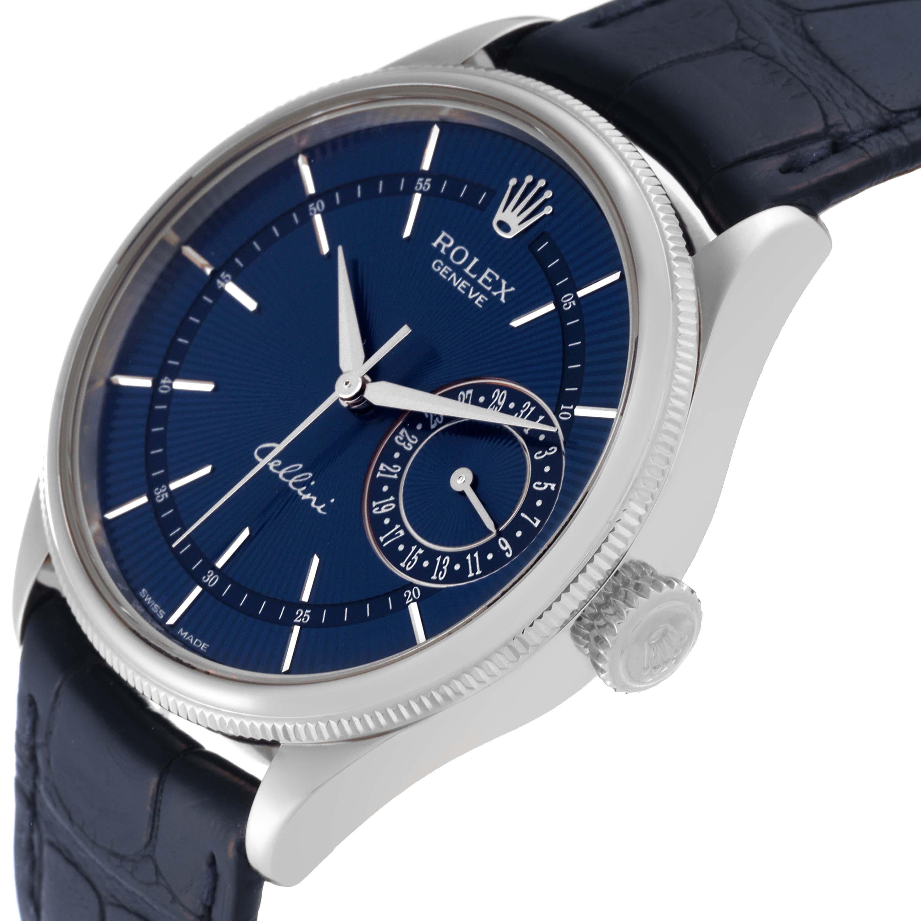 Rolex Cellini Date White Gold Blue Dial Mens Watch 50519 4