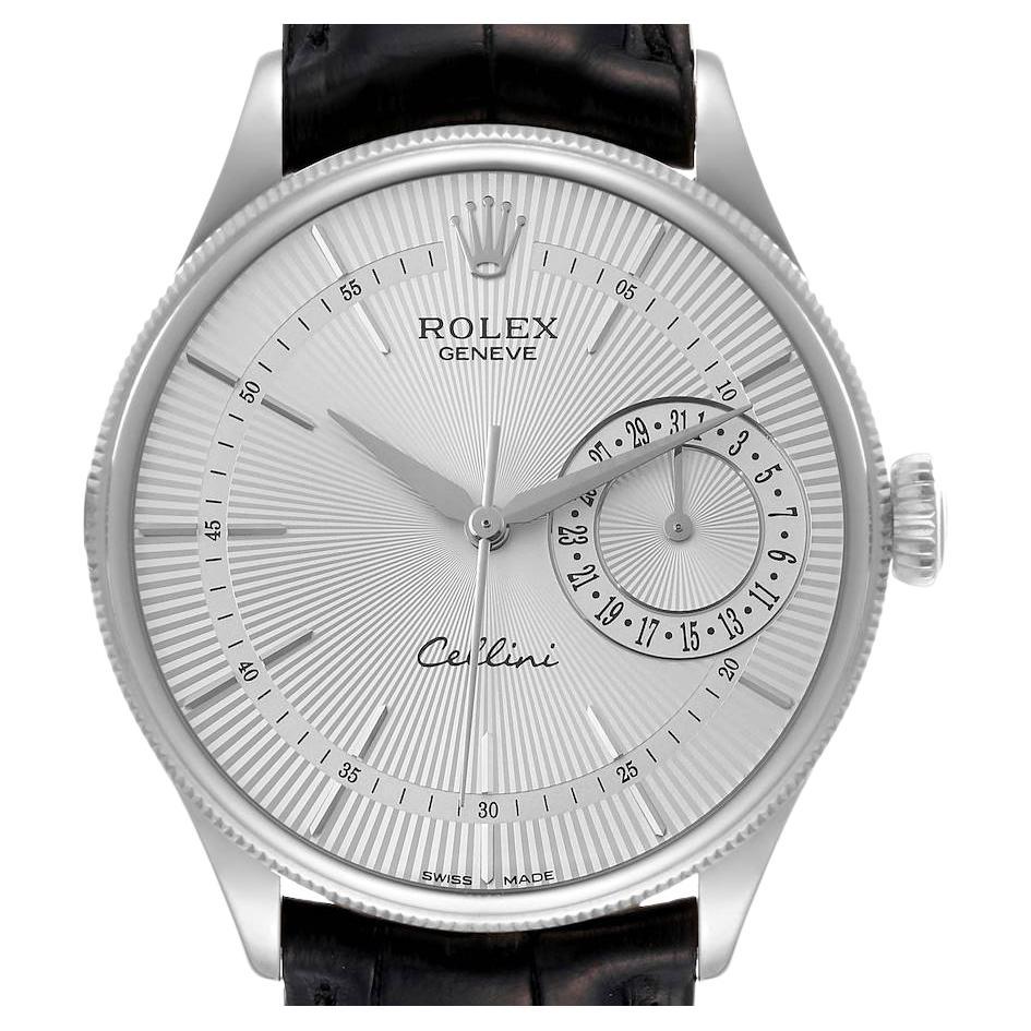 Rolex Cellini Date White Gold Silver Dial Automatic Mens Watch 50519 For Sale