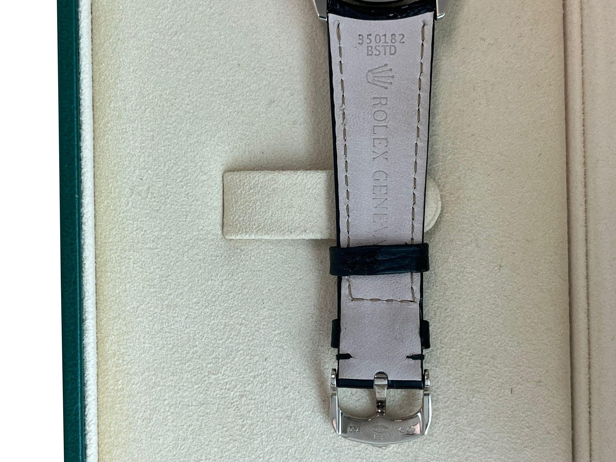Rolex Cellini Dual Time 18K White Gold Black Dial Automatic Watch 50529 For Sale 12