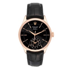 Rolex Cellini Dual Time Rose Gold Automatic Mens Watch 50525