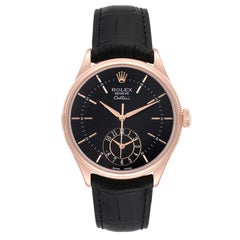 Rolex Cellini Dual Time Rose Gold Automatic Mens Watch 50525