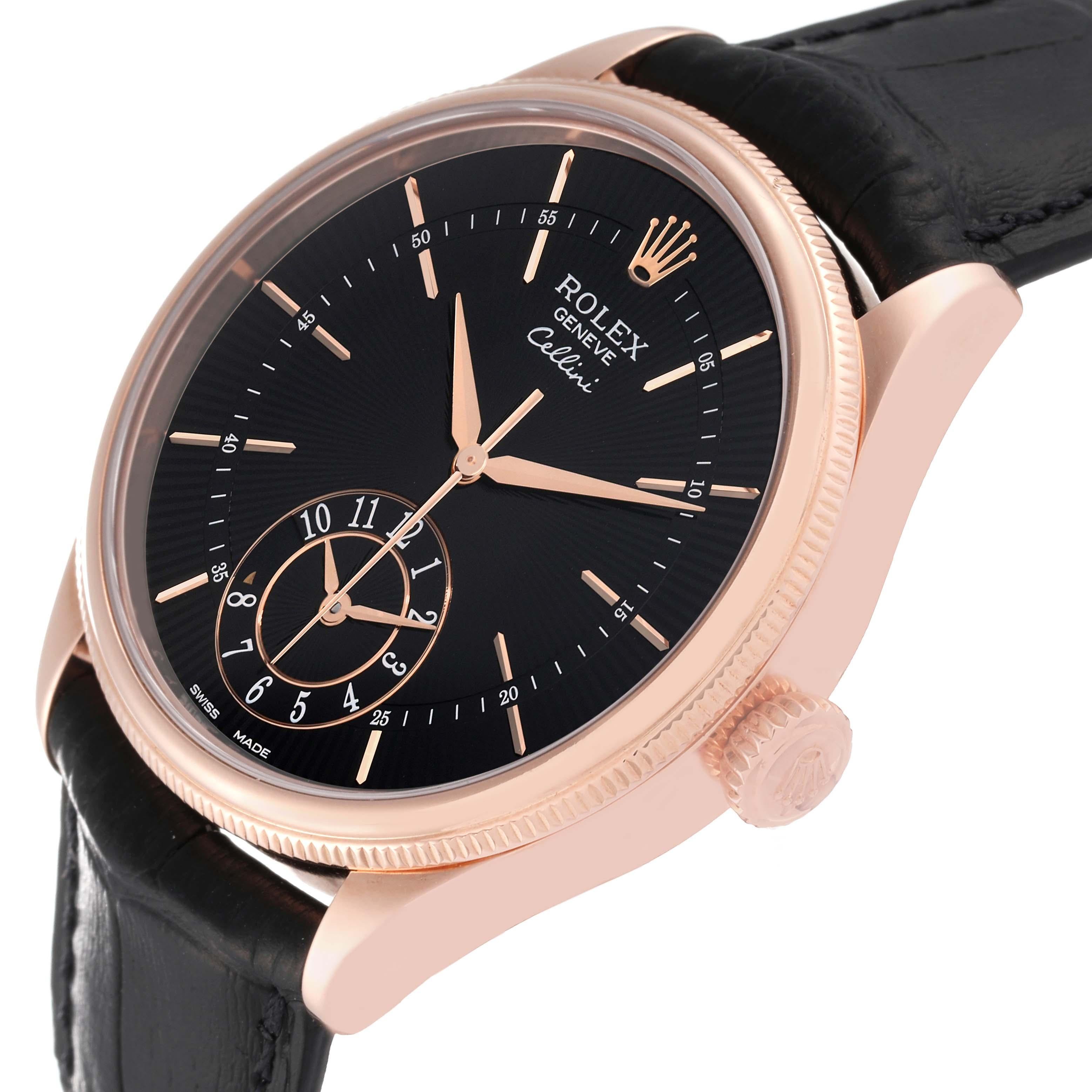 Men's Rolex Cellini Dual Time Rose Gold Automatic Mens Watch 50525