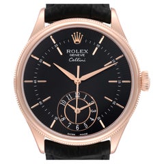 Rolex Cellini Dual Time Rose Gold Automatic Mens Watch 50525