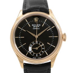 Rolex Cellini Dual Time Rose Gold Guilloche Dial Automatic Men’s Watch 50525