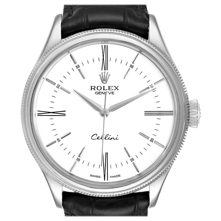 Rolex Cellini Dual Time White Gold Automatic Men
s Watch 50509