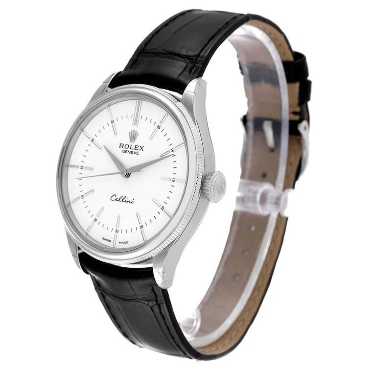 Men's Rolex Cellini Dual Time White Gold Automatic Mens Watch 50509 Unworn For Sale
