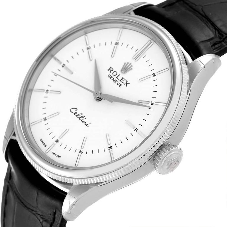 Rolex Cellini Dual Time White Gold Automatic Mens Watch 50509 Unworn For Sale 1