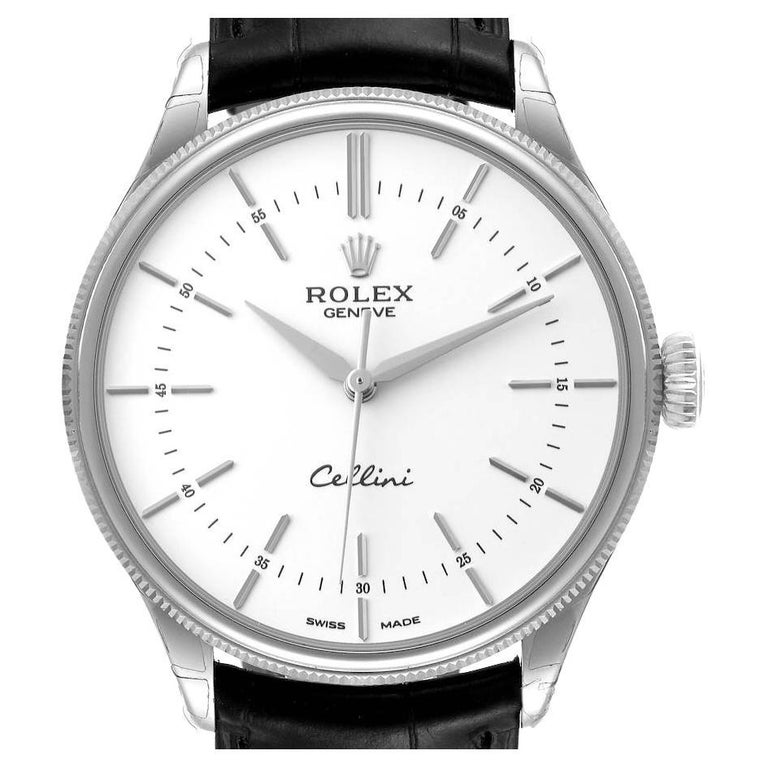 Rolex Cellini Dual Time White Gold Automatic Mens Watch 50509 Unworn For Sale