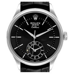 Rolex Cellini Dual Time White Gold Automatic Mens Watch 50529