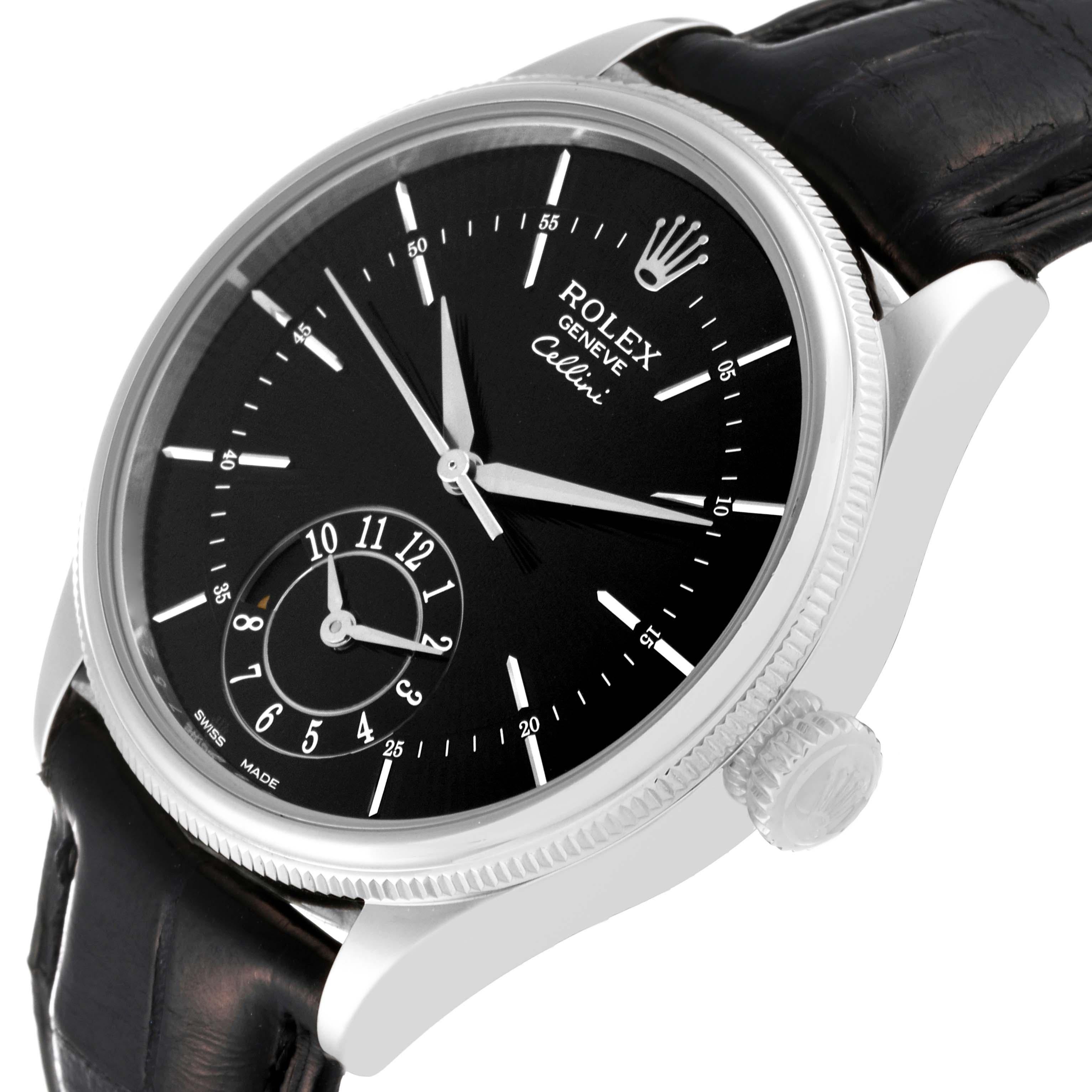 Rolex Cellini Dual Time White Gold Black Dial Automatic Mens Watch 50529 For Sale 1