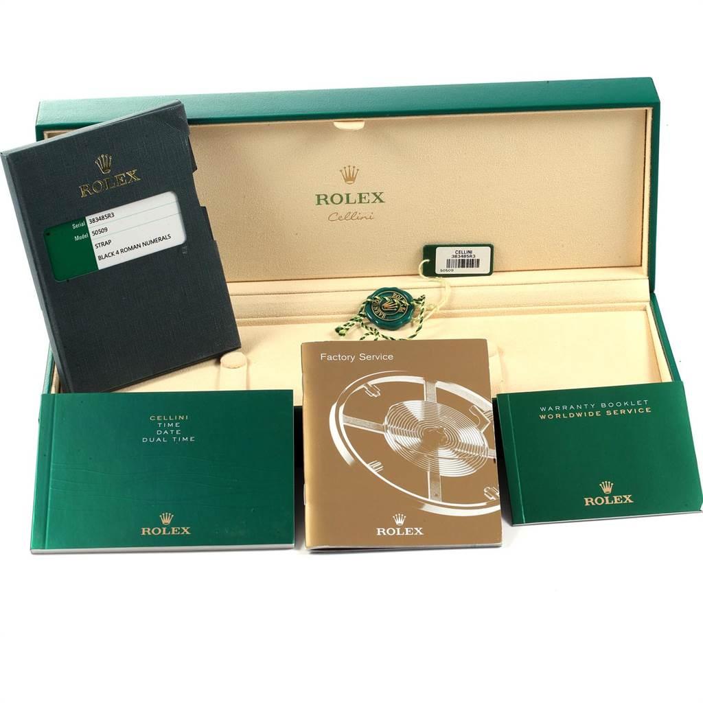 Rolex Cellini Dual Time White Gold Black Dial Men's Watch 50509 Box card 10