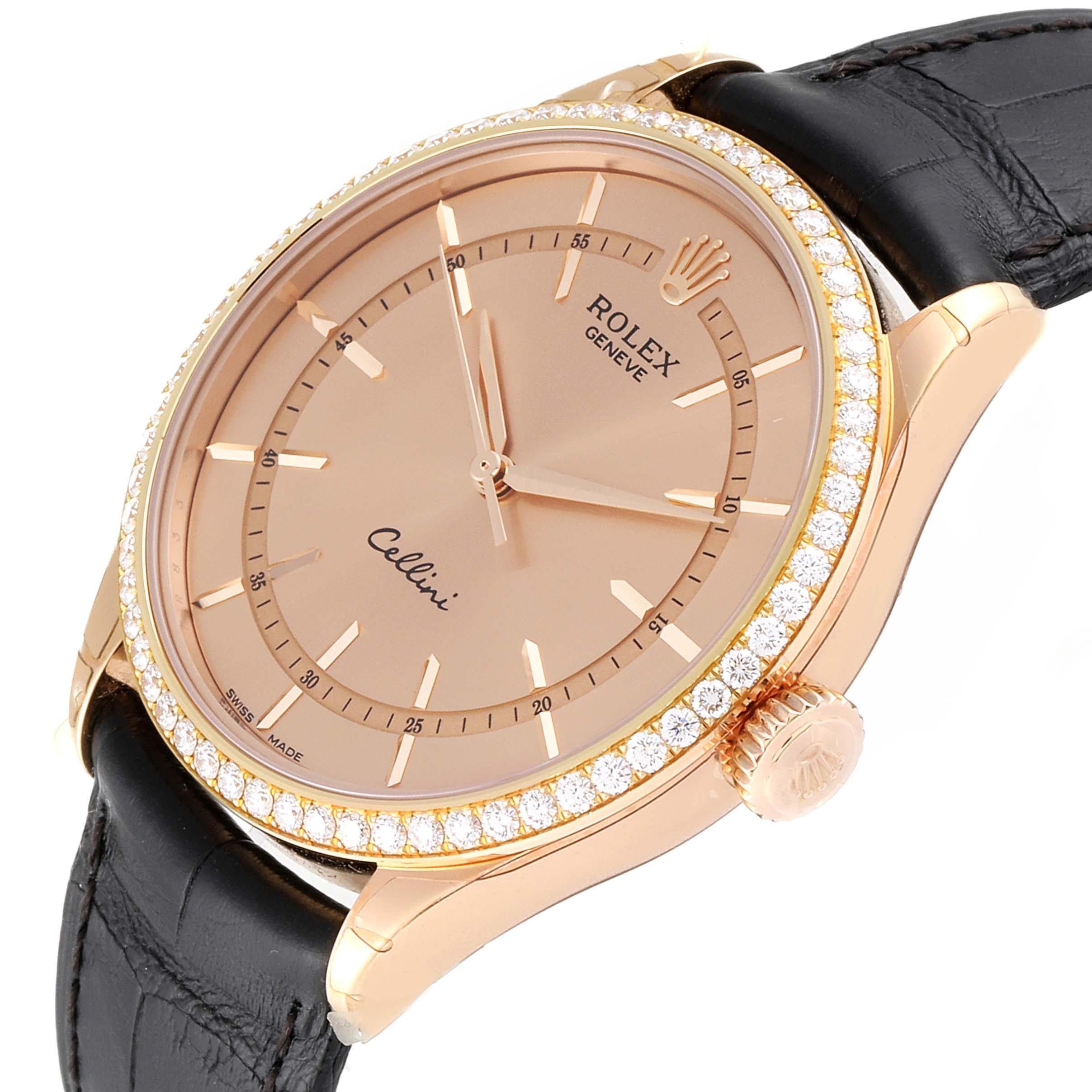 Rolex Cellini Everose Gold Automatic Diamond Men's Watch 50705 Unworn For Sale 1