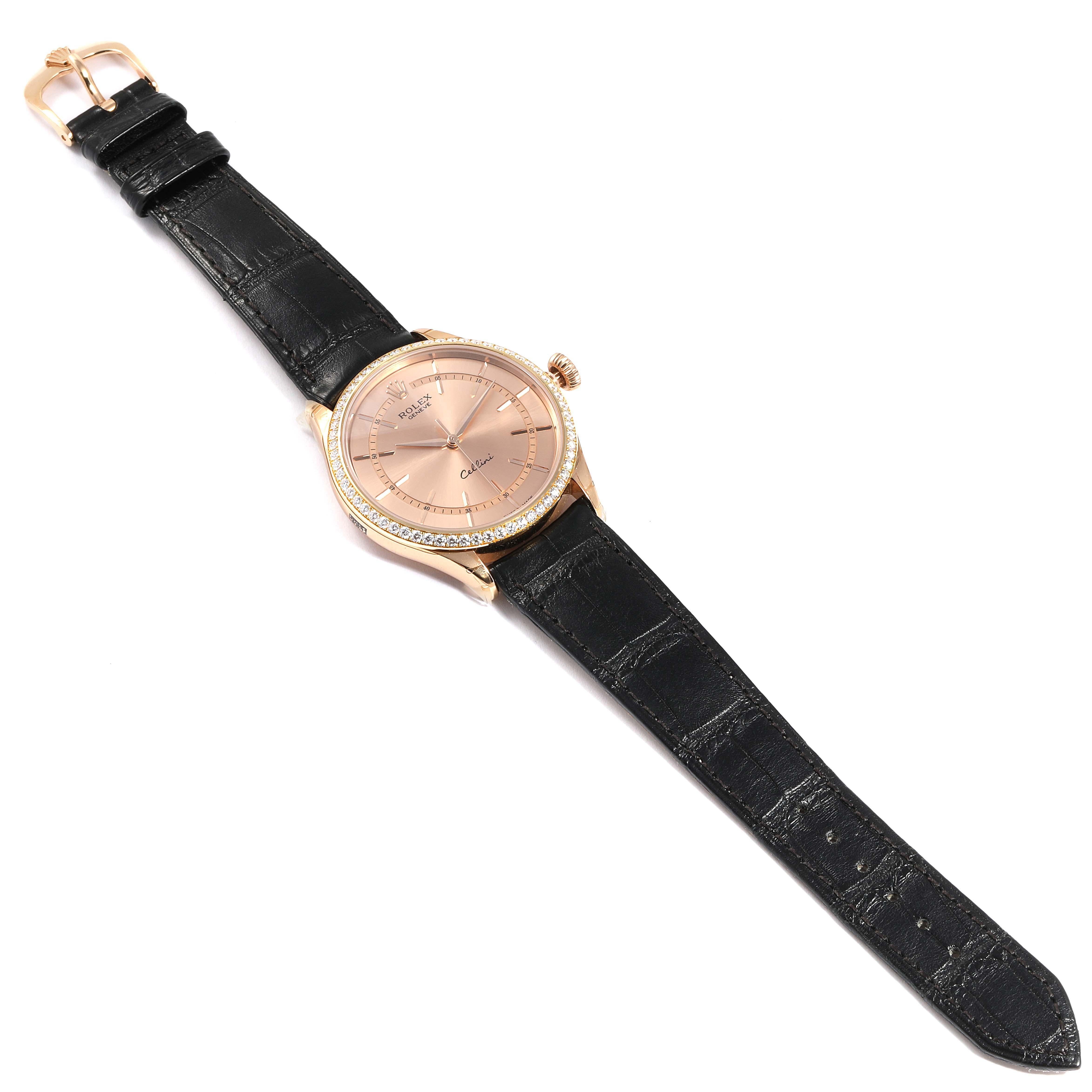 Rolex Cellini Everose Gold Automatic Diamond Men's Watch 50705 Unworn For Sale 4