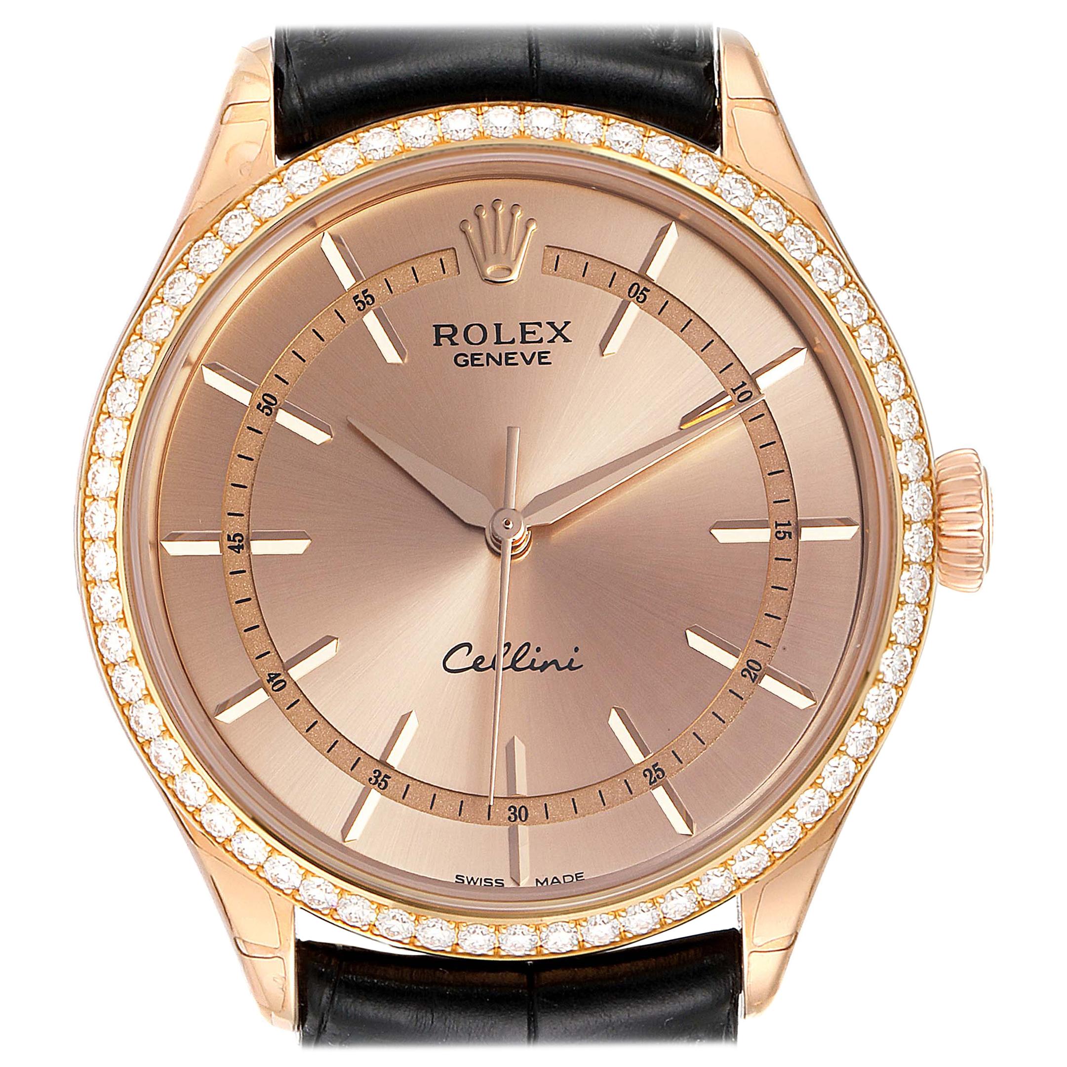 Rolex Cellini Everose Gold Automatic Diamond Men's Watch 50705 Unworn For Sale