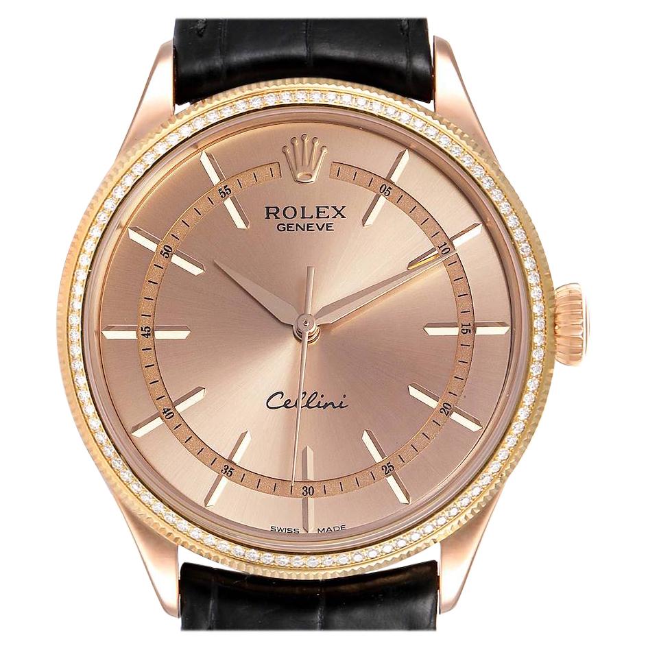 Rolex Cellini Everose Gold Diamond Automatic Mens Watch 50705 For Sale