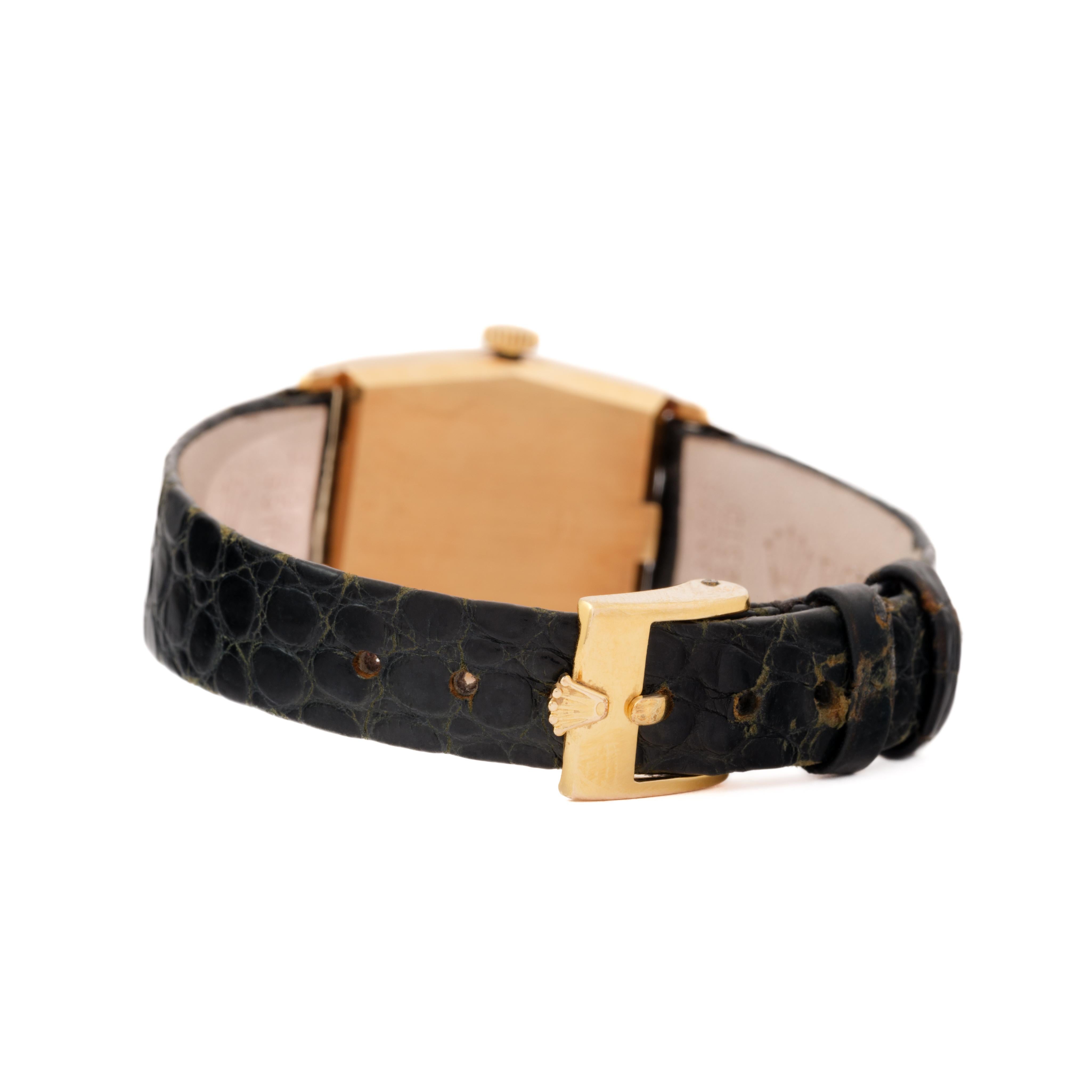 Women's or Men's Vintage 1976 Rolex Cellini Model 4121 18 Karat Yellow Gold Manual Wind Watch For Sale