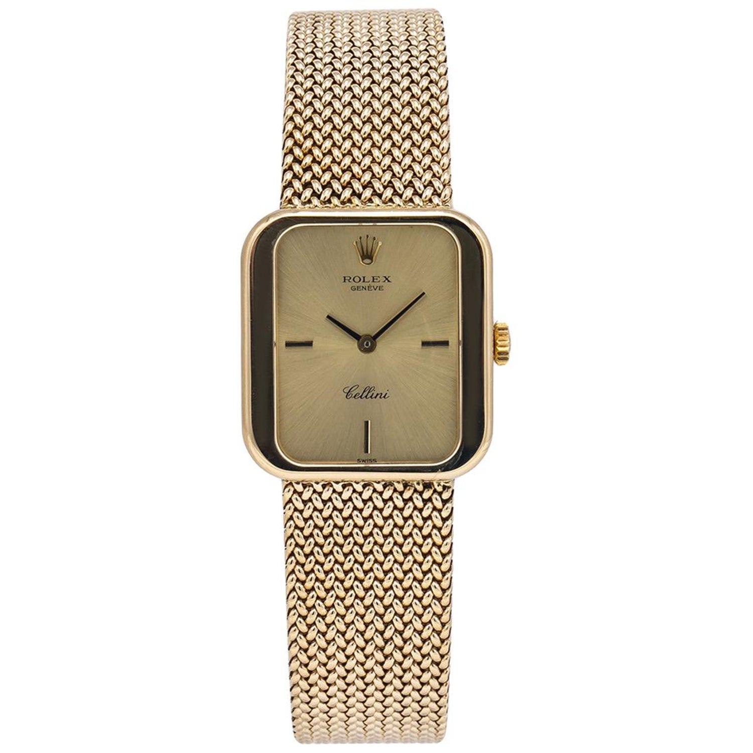 Rolex Cellini Geneve 4335 Vintage 18 Karat Gold Manual Wind Square Ladies  Watch at 1stDibs