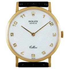Vintage Rolex Cellini Gents 18 Karat Yellow Gold White Mother of Pearl Dial 5112
