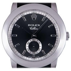 Montre-bracelet Rolex Cellini Platinum cadran noir B&P 5241/6 à remontage manuel