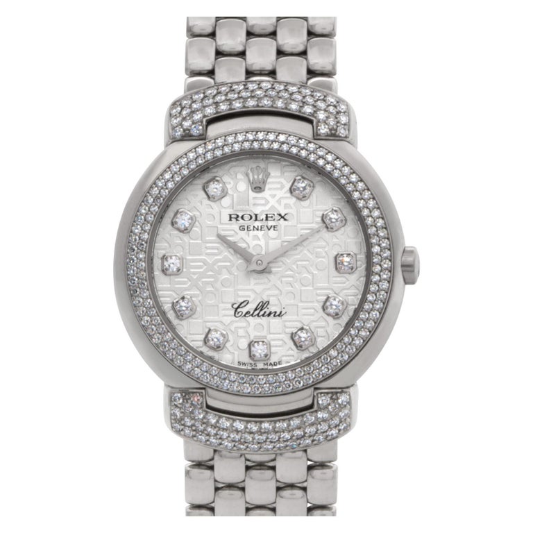 Rolex Cellini in 18k White Gold with Diamonds, Ref 6673 at 1stDibs
