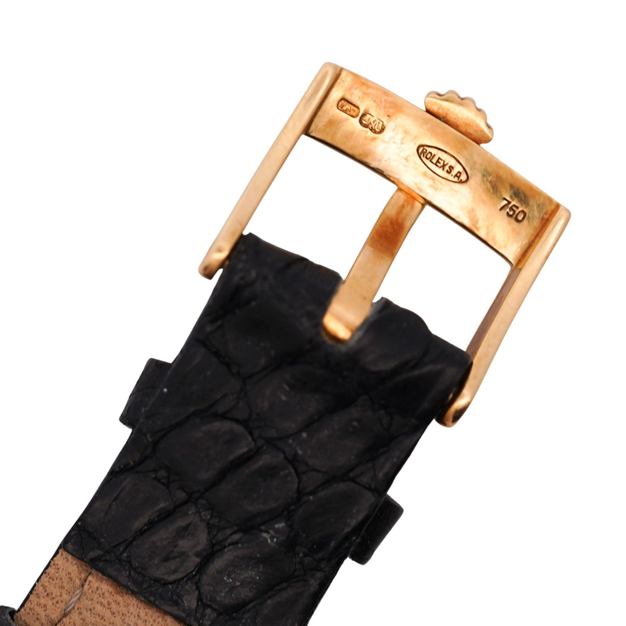 Rolex Cellini Elfenbein Jubilee 32mm Zifferblatt 18K Gold auf Leder Uhr für Damen oder Herren im Angebot