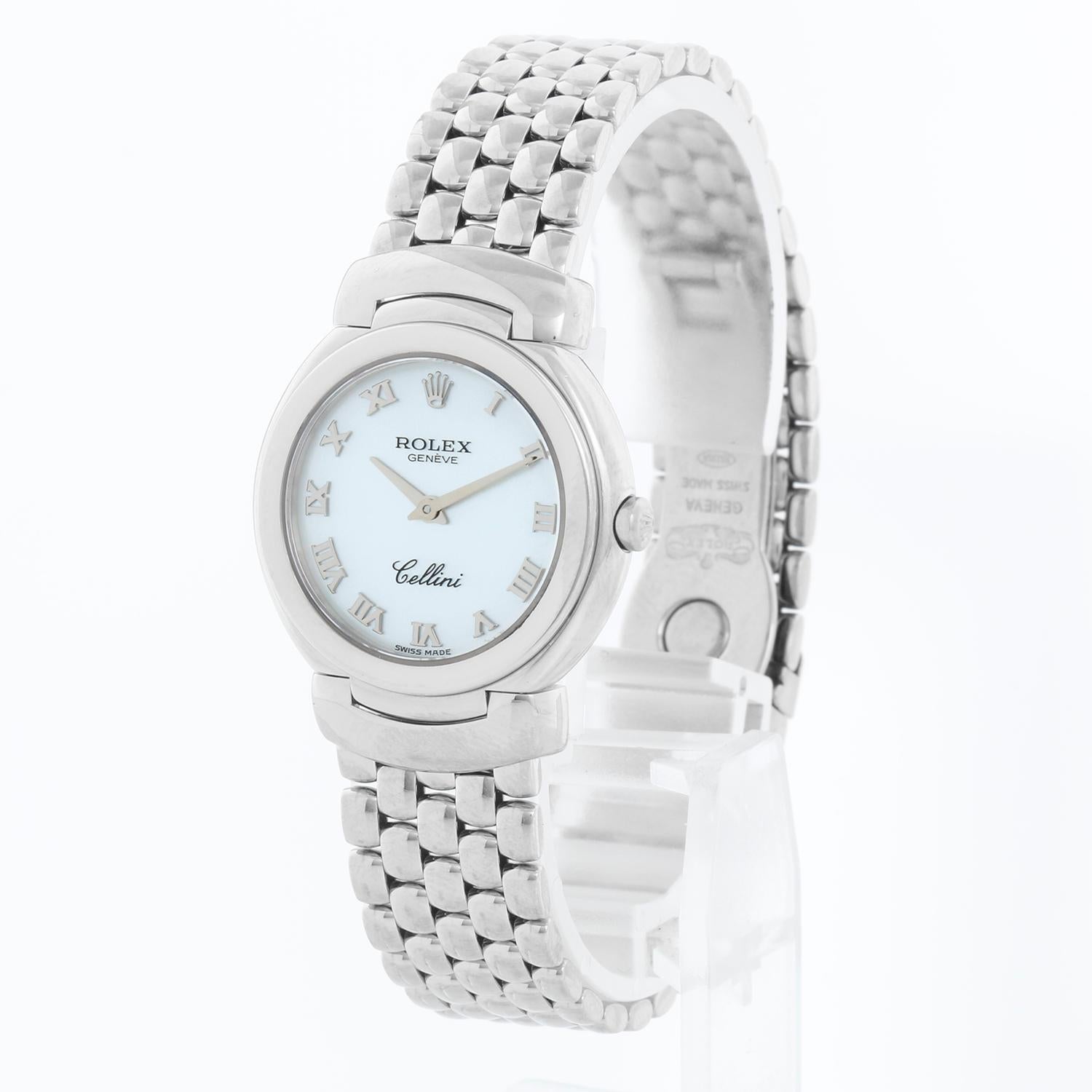 Rolex Cellini Ladies 18k White Gold Diamond Watch 6621/9 In Excellent Condition In Dallas, TX