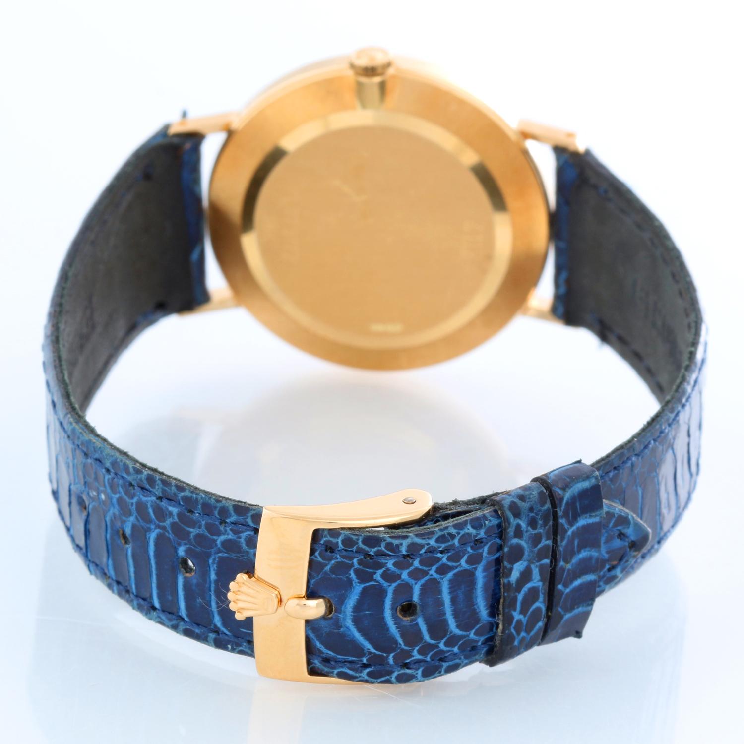 Rolex Cellini Men's 18k Yellow Gold Watch on Strap Band Mod. 4112 In Excellent Condition In Dallas, TX