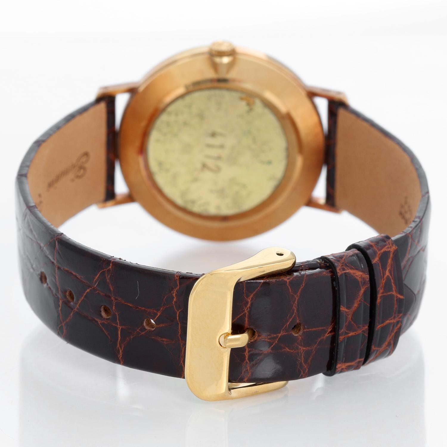 Rolex Cellini Men's 18k Yellow Gold Watch on Strap Band Mod. 4112 In Excellent Condition In Dallas, TX