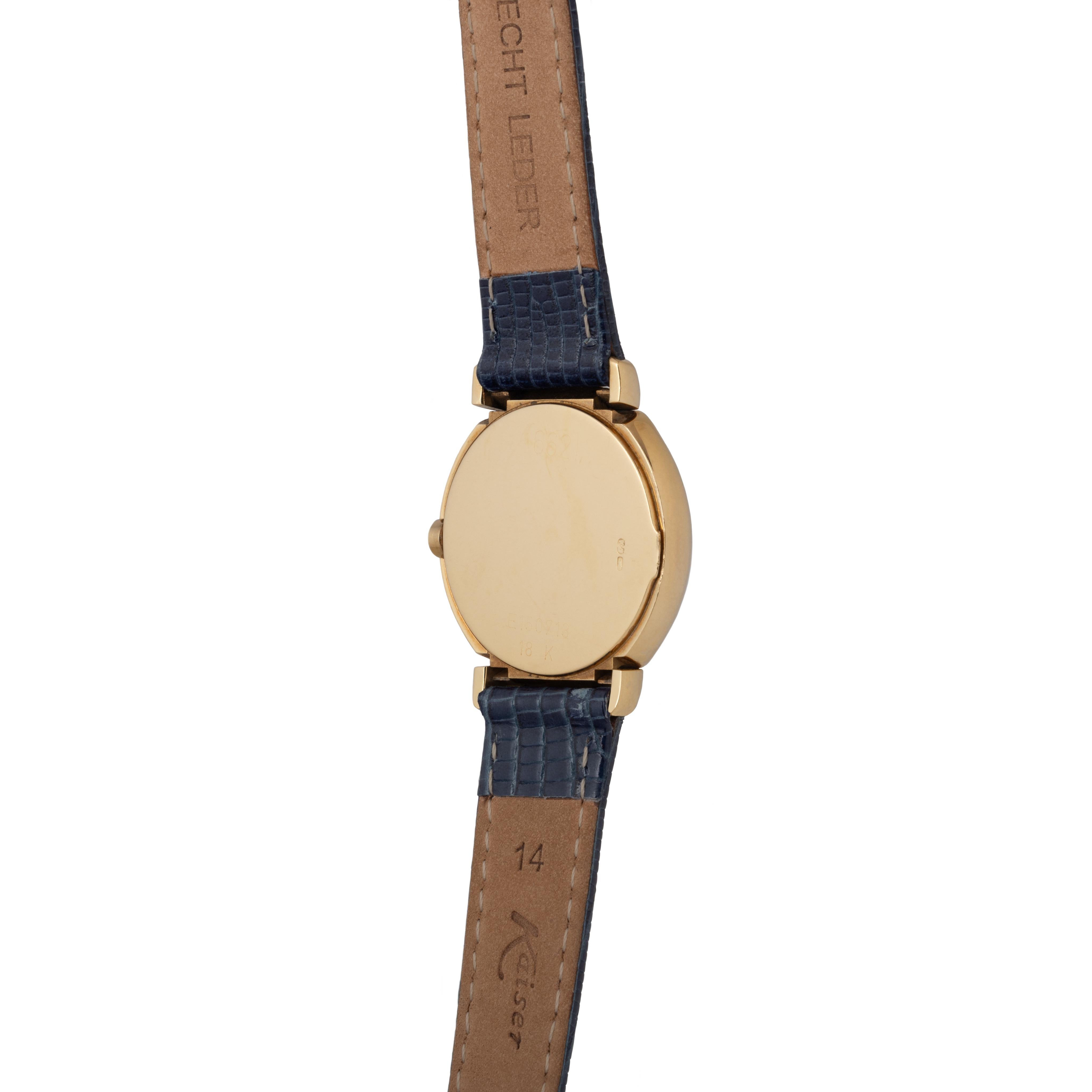 Rolex Cellini modello 6621 in oro giallo 18k 26mm con cinturino in pelle goffrata blu 2
