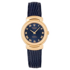 Rolex Cellini Model 6621 18k Yellow Gold 26mm on Blue Embossed Leather Strap