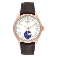 Rolex Montre Cellini Moonphase blanche pour hommes 50535 avec cadran en or rose