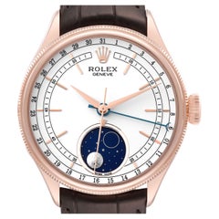 Rolex Montre Cellini Moonphase blanche pour hommes 50535 avec cadran en or rose
