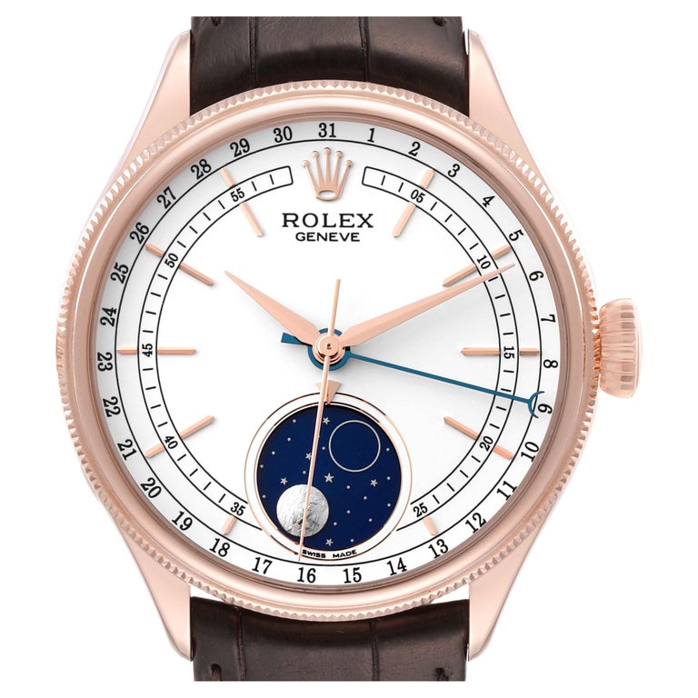 Rolex Montre Cellini Moonphase blanche pour hommes 50535 avec cadran en or  rose En vente sur 1stDibs | rolex moon phase