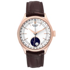 Rolex Cellini Moonphase White Dial Rose Gold Mens Watch 50535