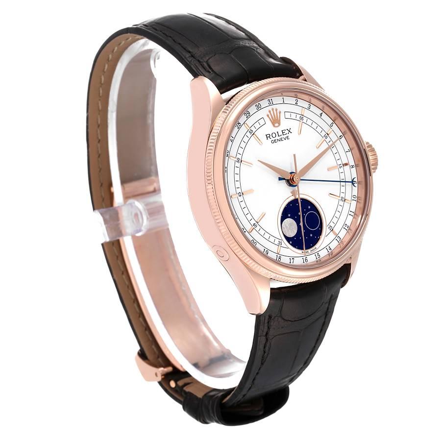 Cellini Moonphase Herrenuhr aus Roségold mit weißem Zifferblatt 50535 im Zustand „Hervorragend“ im Angebot in Atlanta, GA