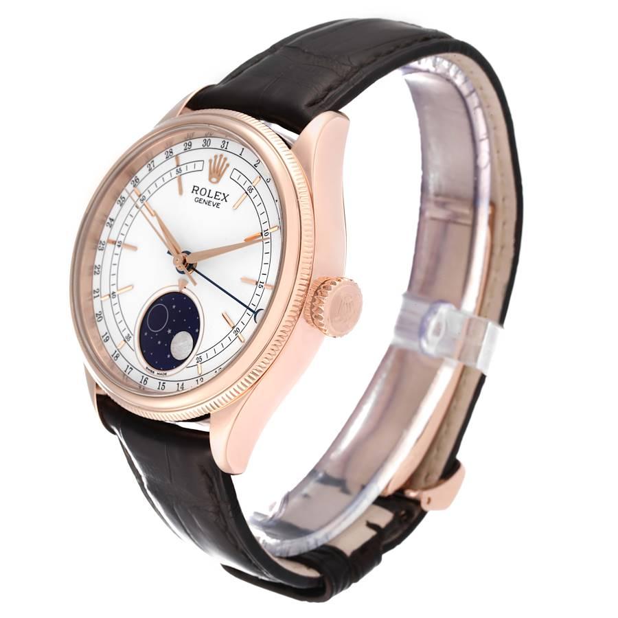 Men's Rolex Cellini Moonphase White Dial Rose Gold Mens Watch 50535