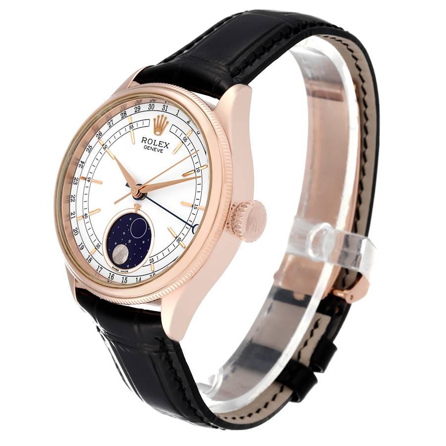 Men's Rolex Cellini Moonphase White Dial Rose Gold Mens Watch 50535
