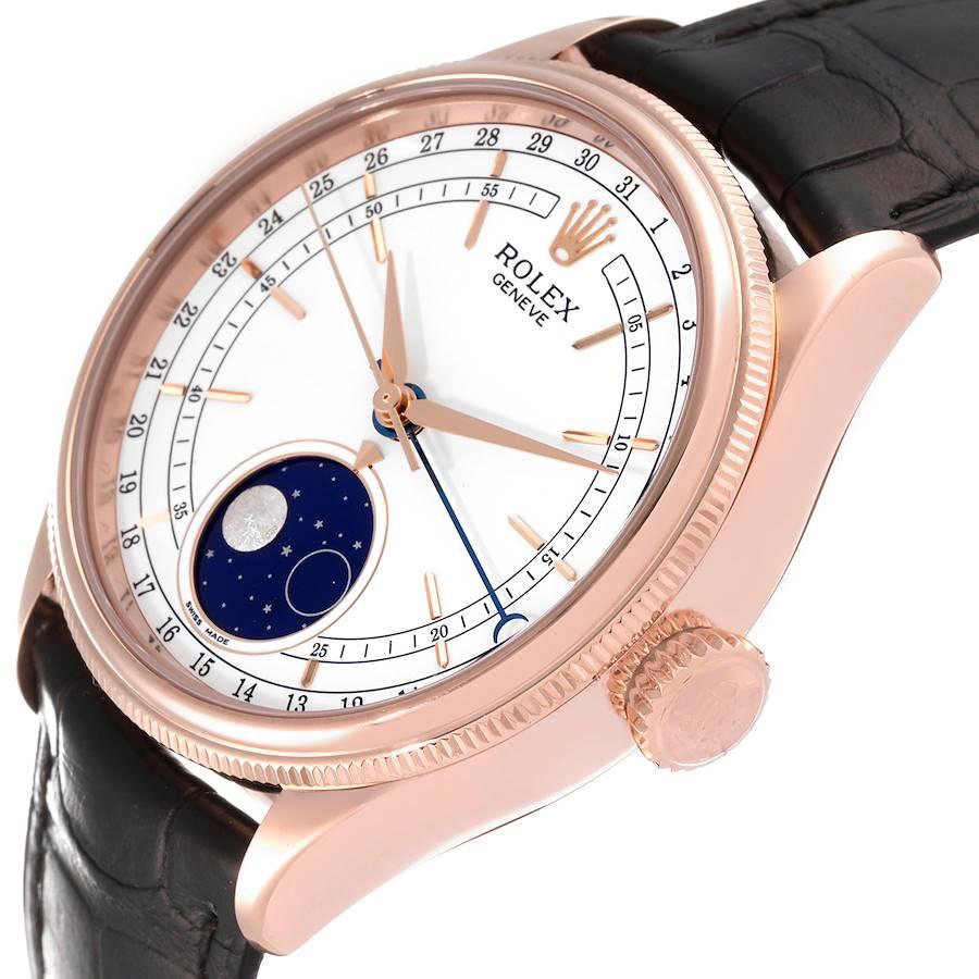 Cellini Moonphase Herrenuhr aus Roségold mit weißem Zifferblatt 50535 im Angebot 2