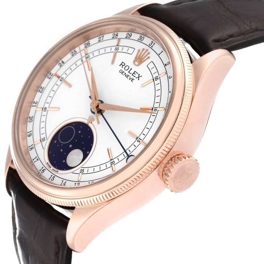 Rolex Cellini Moonphase White Dial Rose Gold Mens Watch 50535 1
