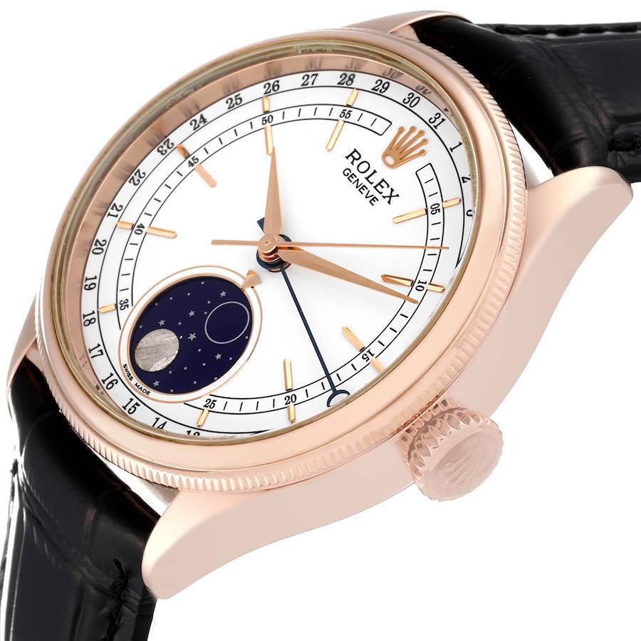 Rolex Cellini Moonphase White Dial Rose Gold Mens Watch 50535 1