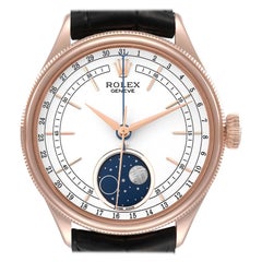 Rolex Montre Cellini Moonphase en or rose avec cadran blanc, pour hommes 50535